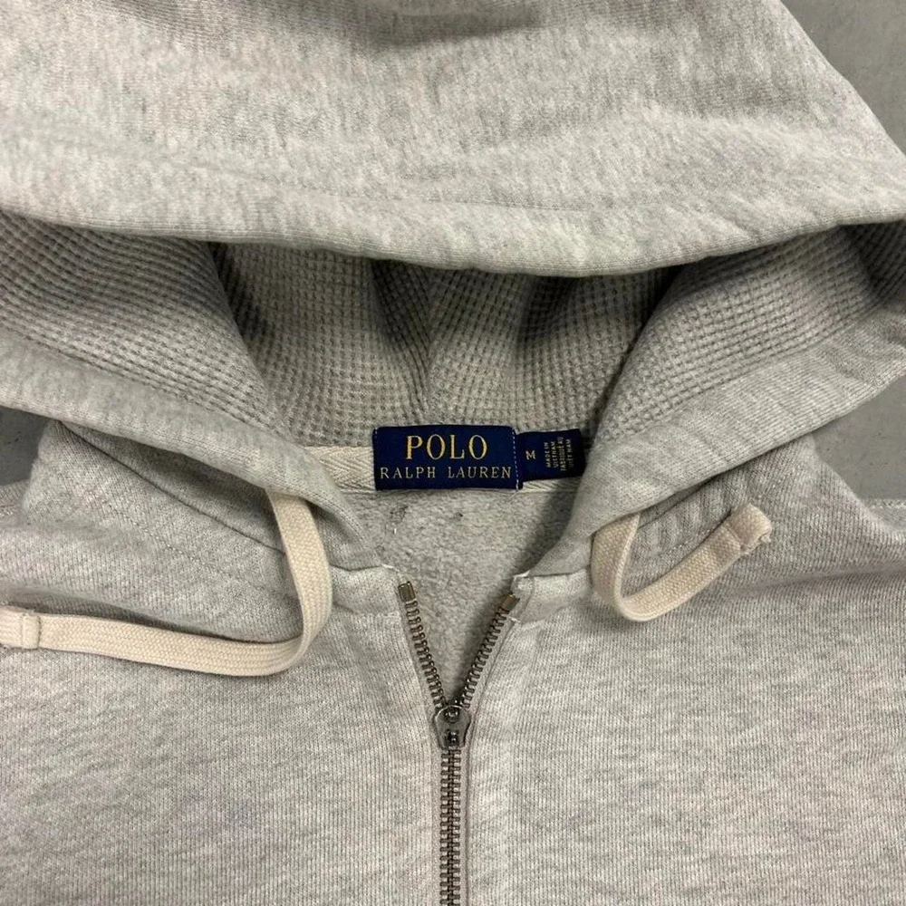Vintage Polo Ralph Lauren Distressed Grey Zip Up Sweatshirt